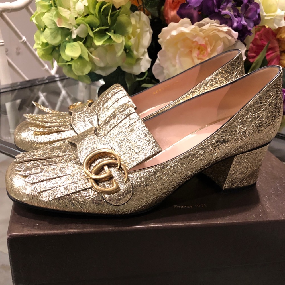55mm Gucci Marmont Metallic Loafer